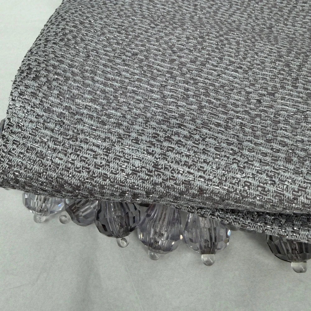 One Rod Pocket Valance Beaded Trim Jacquard Window Treatment 48x37 Dawson